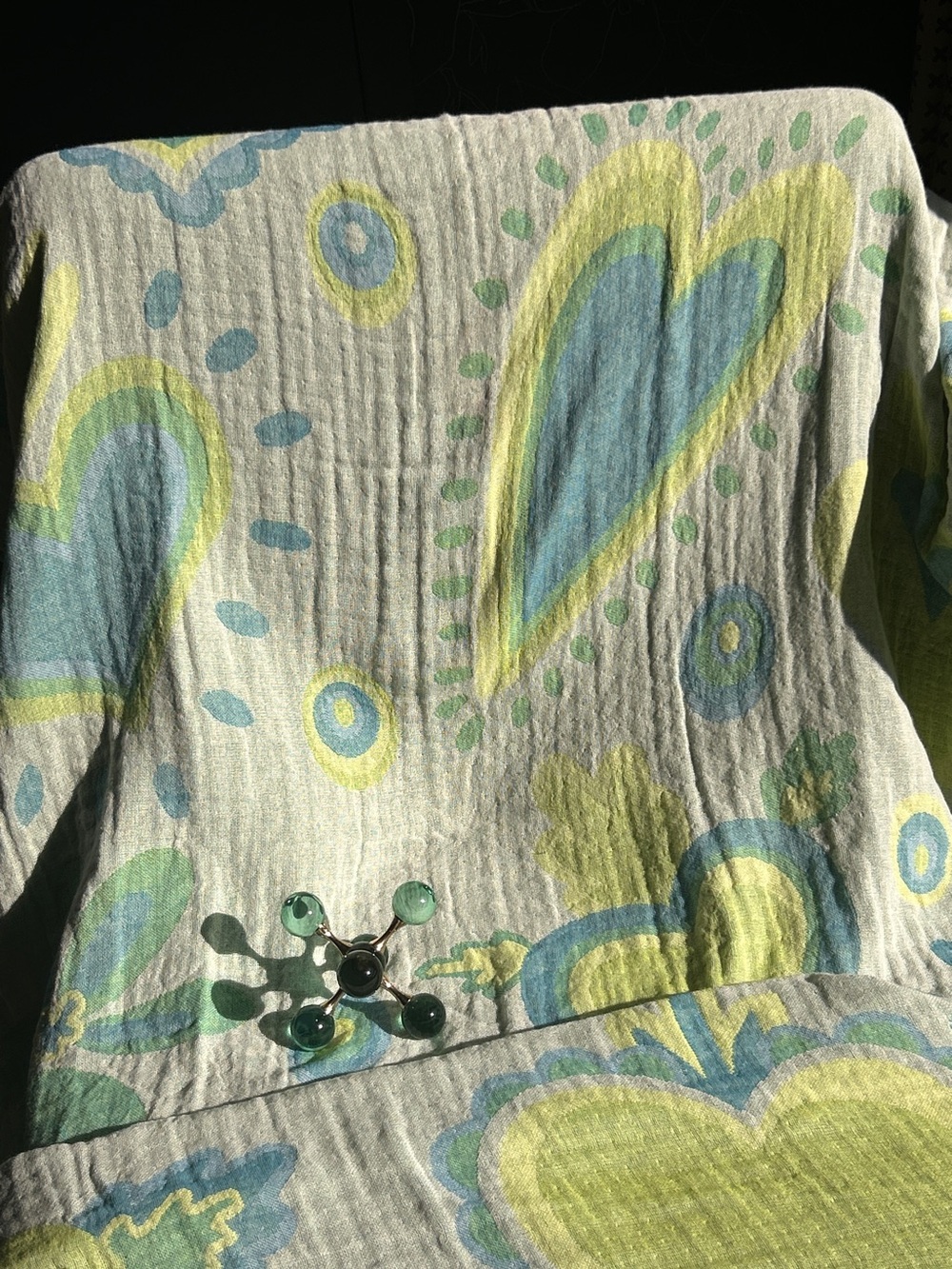 Heart Patterned Throw Blanket Green and Blue Last Available Best Seller New NWT